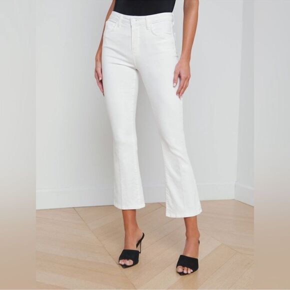 L'Agence Womens Mira White Ultra High-Rise Kick Boot Denim Cropped Jeans Size 29 - Picture 9 of 14